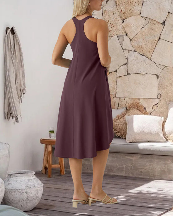 Kleid Eingebauter Bh Unregelmäßig Ärmellose Weste