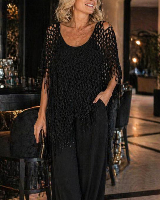 Pullover Franse Mesh Ausgeschnitten
