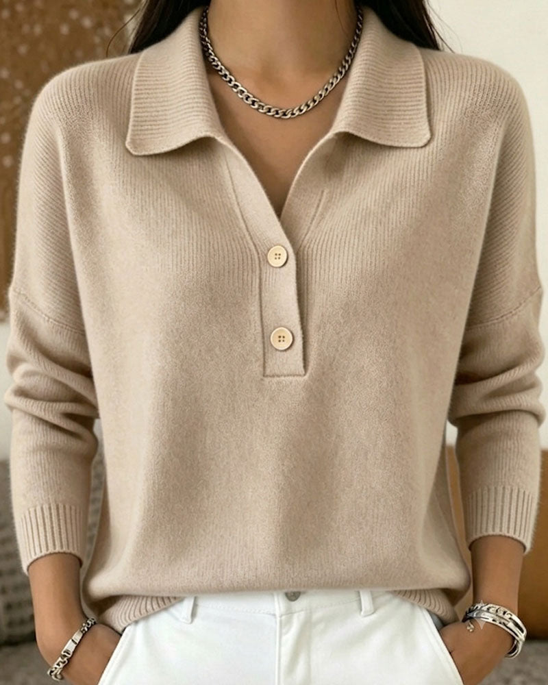 Pullover Halbknopf Knopf Freizeit