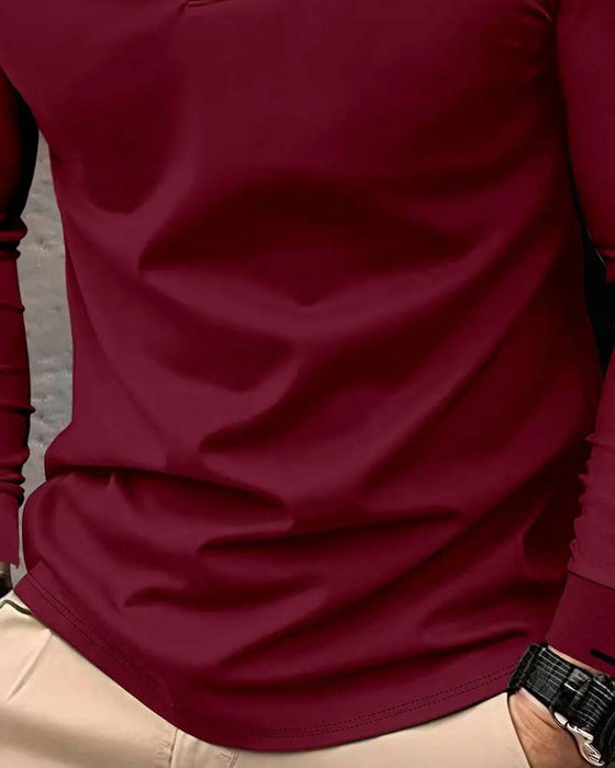 T-Shirt V-Ausschnitt Gerippt Uni Farbe Herren