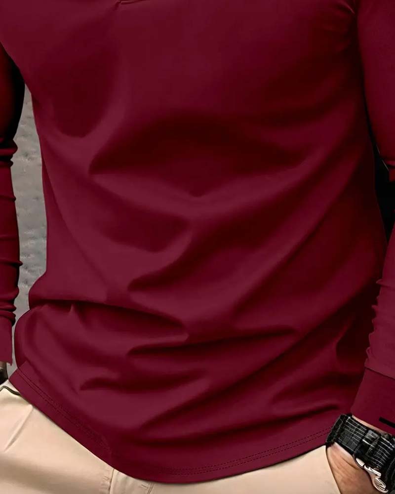 T-Shirt V-Ausschnitt Gerippt Uni Farbe Herren