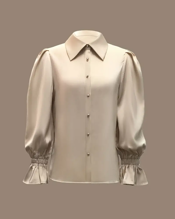 Bluse elegante Satin mit Trompetenärmeln