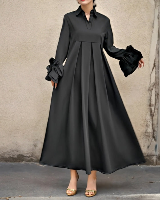 Kleid Mode Hemdkragen ausgestellt