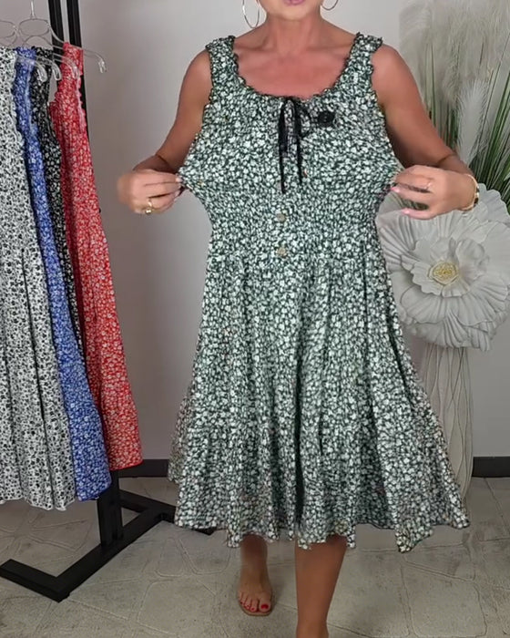 Kleid Blumen Träger Schnürung Taille