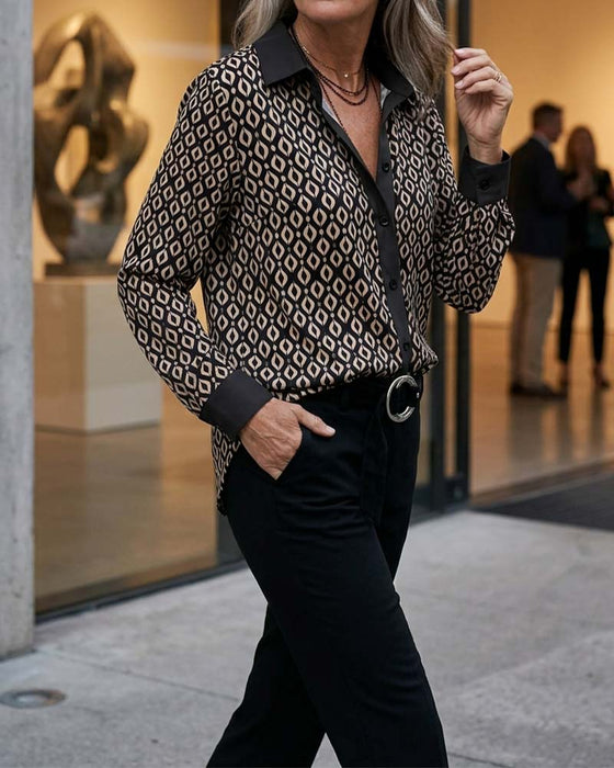 Hemd Geometrisch Colorblock Patchwork