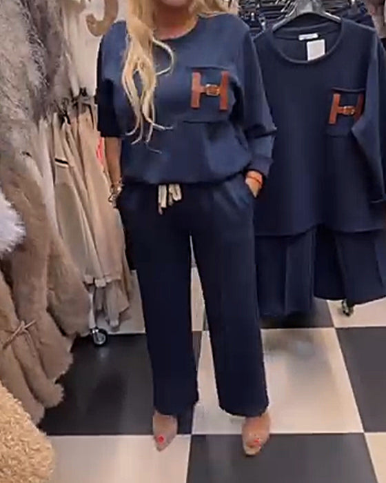 Set Casual-Sweatshirt mit Gerade-Bein-Hose