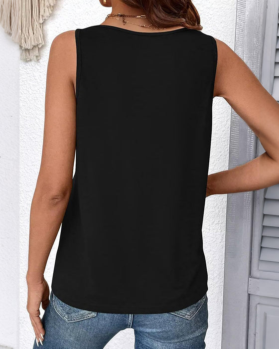 Tanktop Uni Farbe V-Ausschnitt Ärmellos Locker