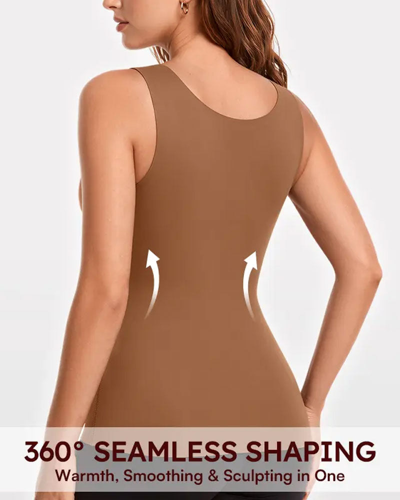 Top Damen 3-In-1 Leicht Eng Anliegend Weich Thermisch Shapewear Integrierter Bh