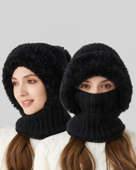 Damenmütze In Uni-Farbe Mit Bommel