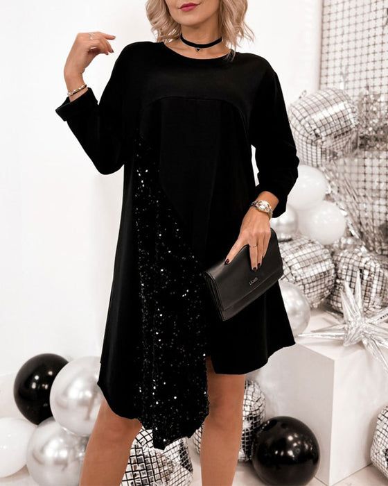 Kleid Rundhals Unregelmäßig