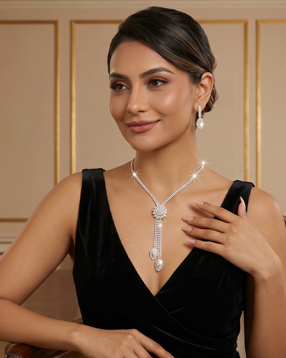 🌼✨ Damen Schmuckset mit Zirkonblume