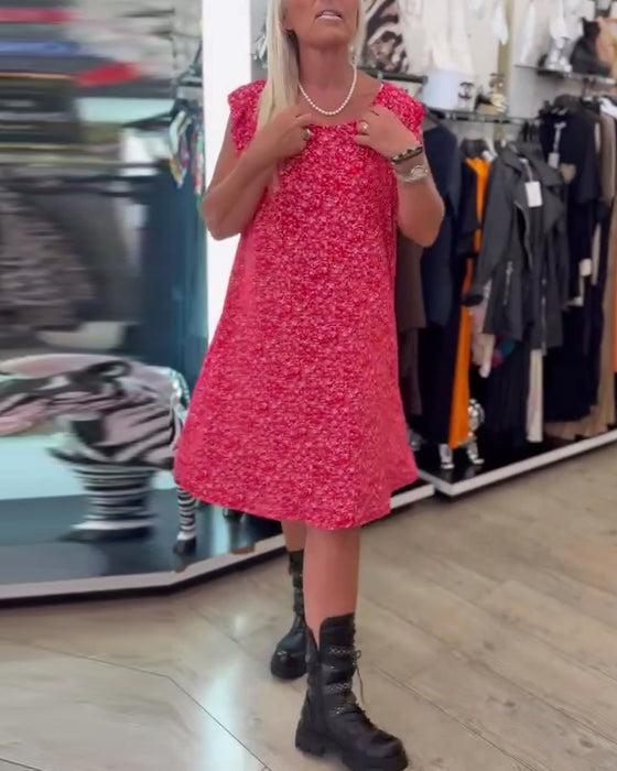 Kleid Lotusblatt Ärmel Blumig