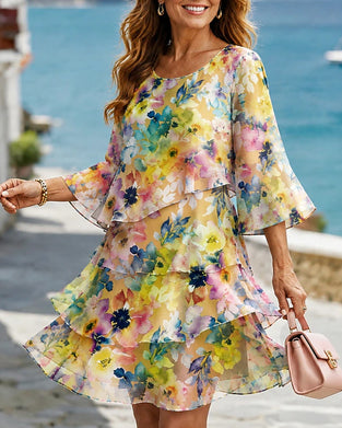 Kleid Aquarell Blumig Lagen