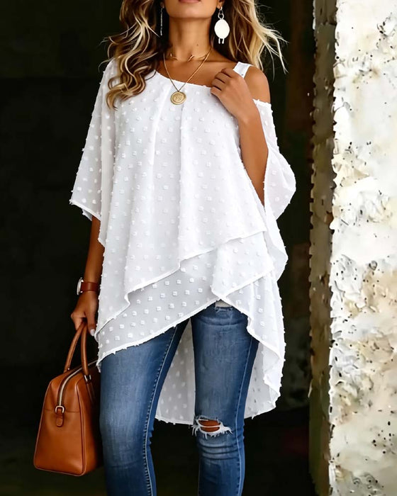 Bluse Dreidimensional Blumig Ein-Schulter