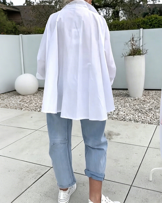 Bluse Im Oversized-Format Mit V-Ausschnitt Und Fallschulter