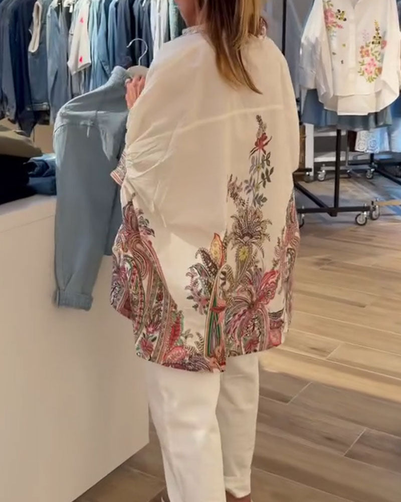 Hemd mit lockerer Passform im Ethno-Stil mit Druck