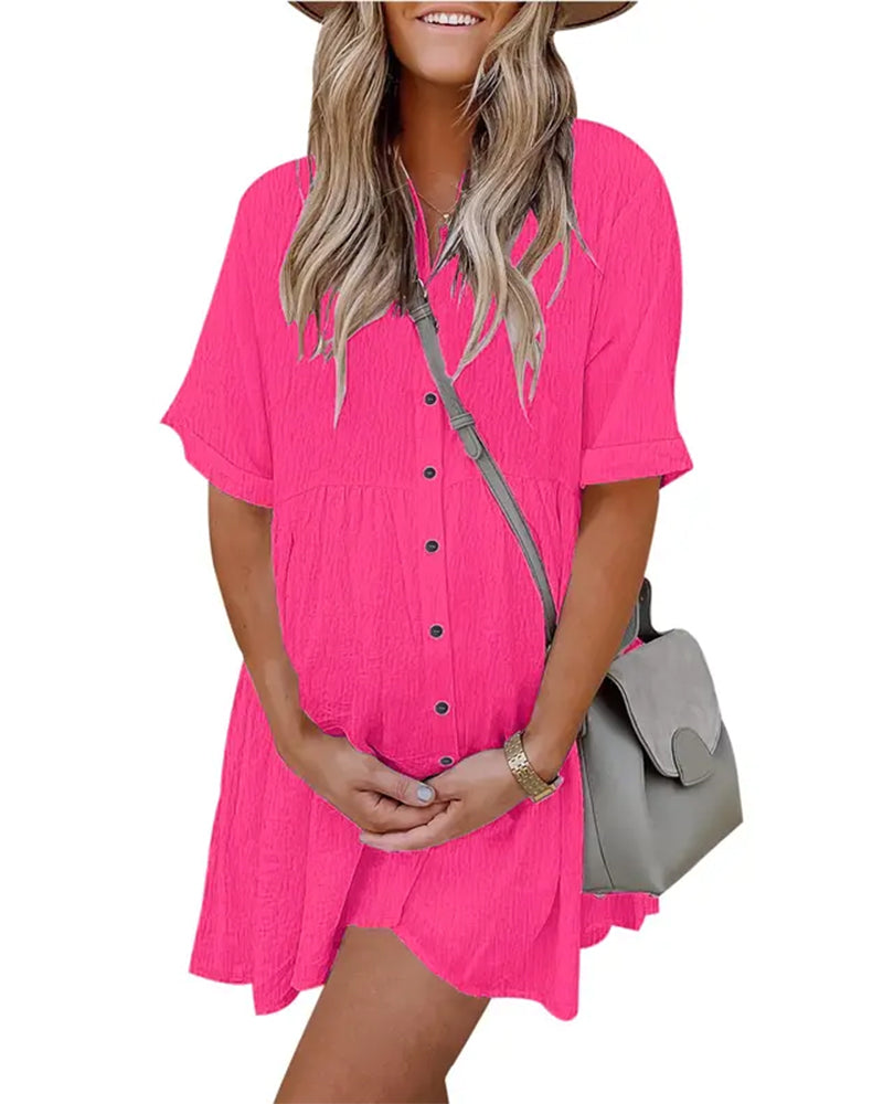 Kleid Knopfleiste Hemdenstil Lässig