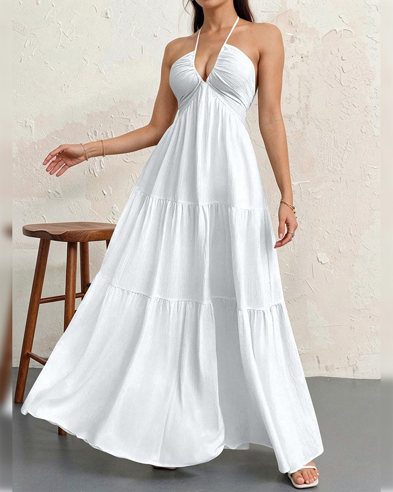 Kleid Mode Uni Halter