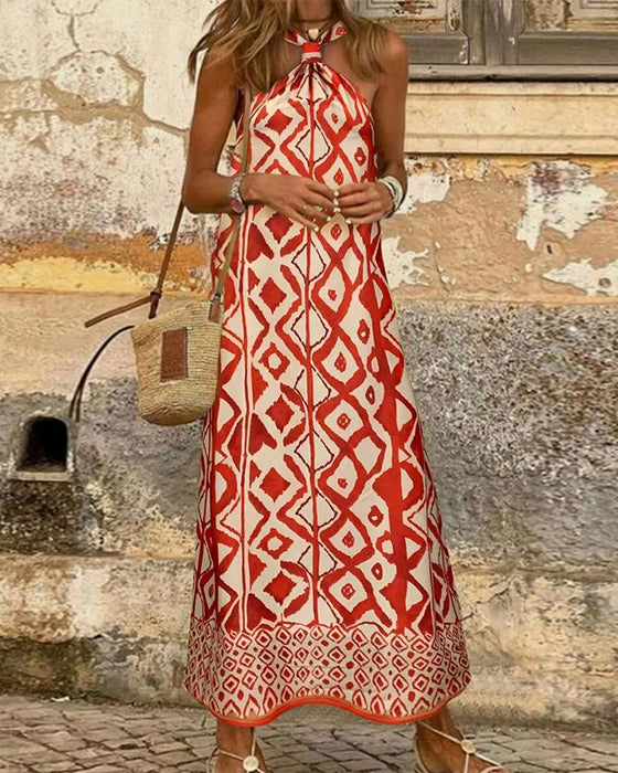 Kleid Halterausschnitt Bohemian Print