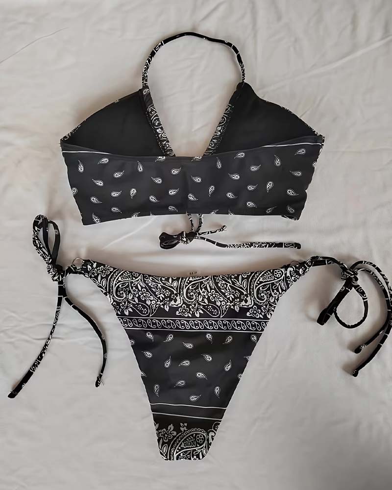 Bikini Halterneck Cashew Blume Verstellbare Träger