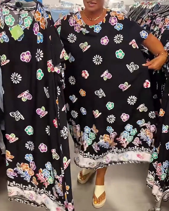 Kleid Oversize Bedruckt Locker