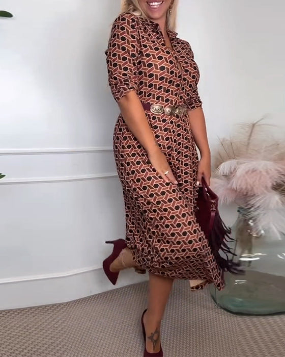 Kleid Mit Reverskragen Und Geometrischem Print