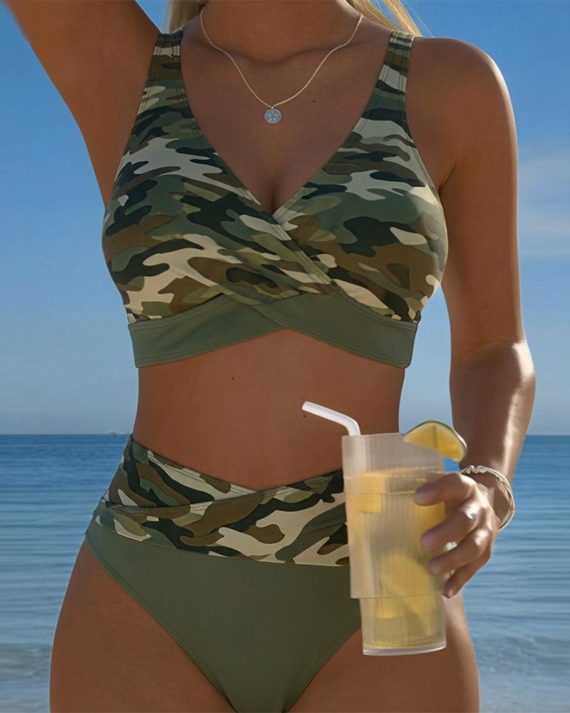 Bikini Überkreuz Design Camo Print