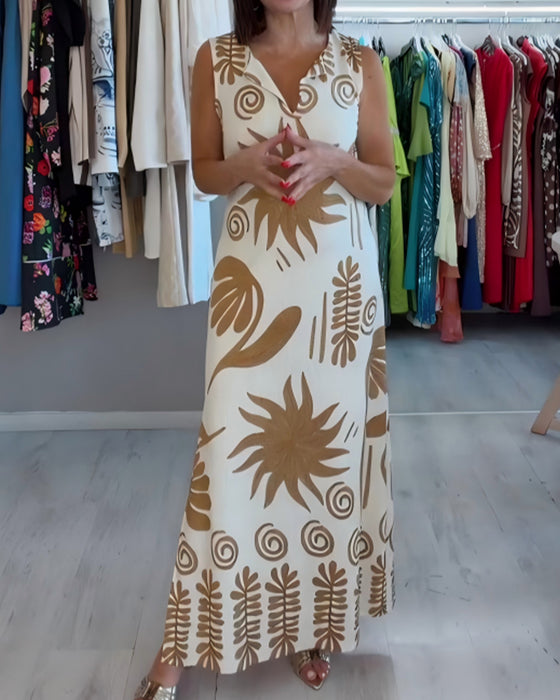 Kleid V-Ausschnitt Ärmellos Gerade