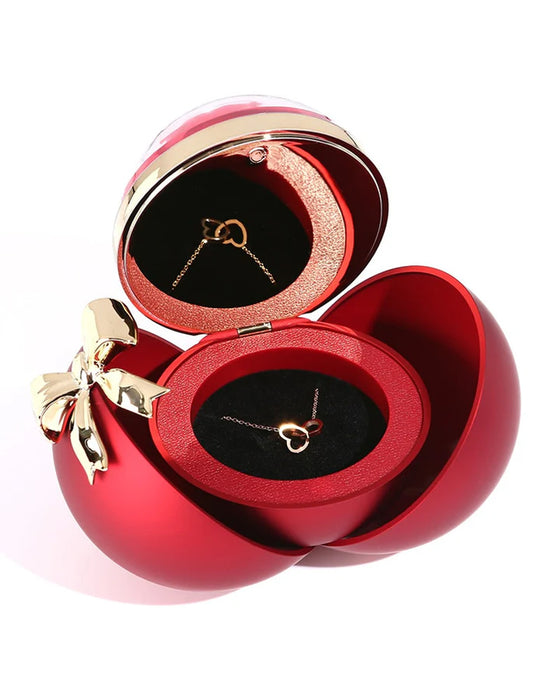 Ball Rose Box - Mit Graviertem Doppelherz-Halsband