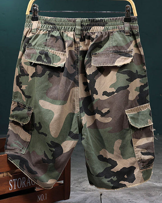 🔥 Herren Cargo-Shorts Camouflage Mit Nieten