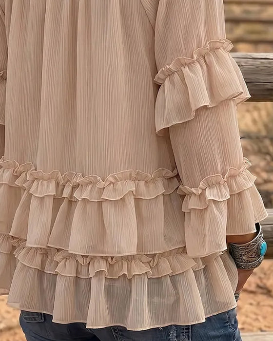 Bluse Doppelte Lage Rüsche Flare