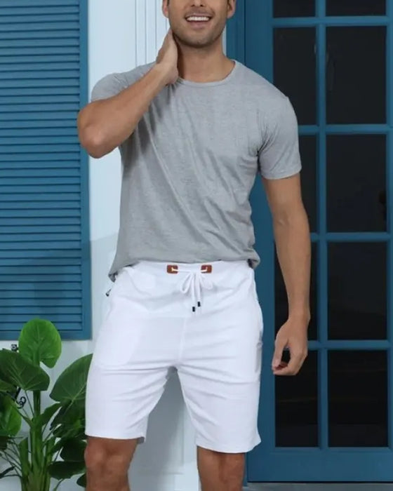 Shorts Elastische Taille Kordelzug Uni Farbe Herren