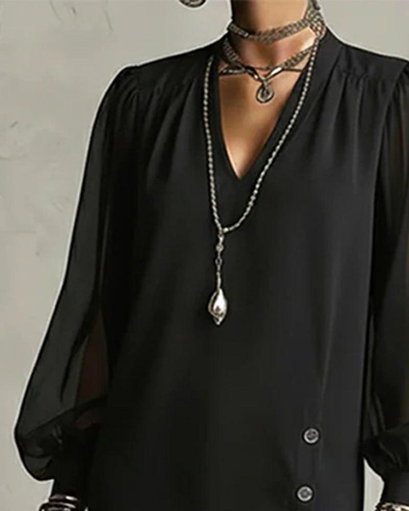 Kleid Laterne Ärmel Netz Mode Geteilt