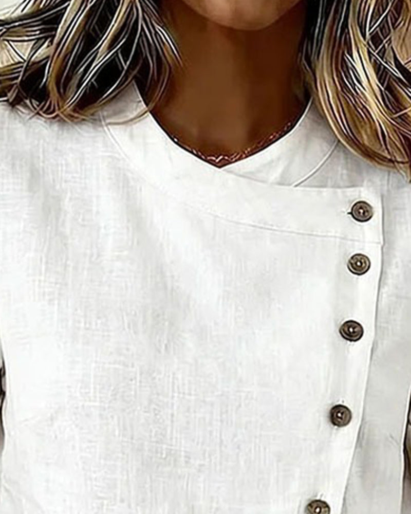 Bluse Asymmetrischer Diagonaler Knopf Designer