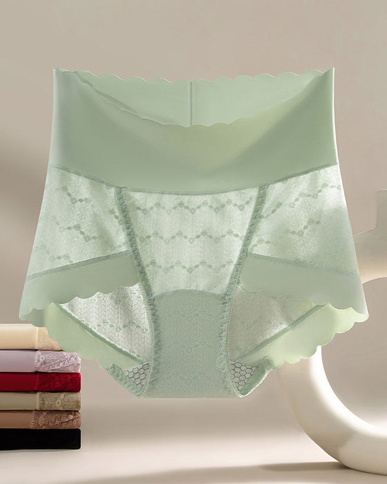Atmungsfreie Nahtlose High-Waist Spitzen Slip