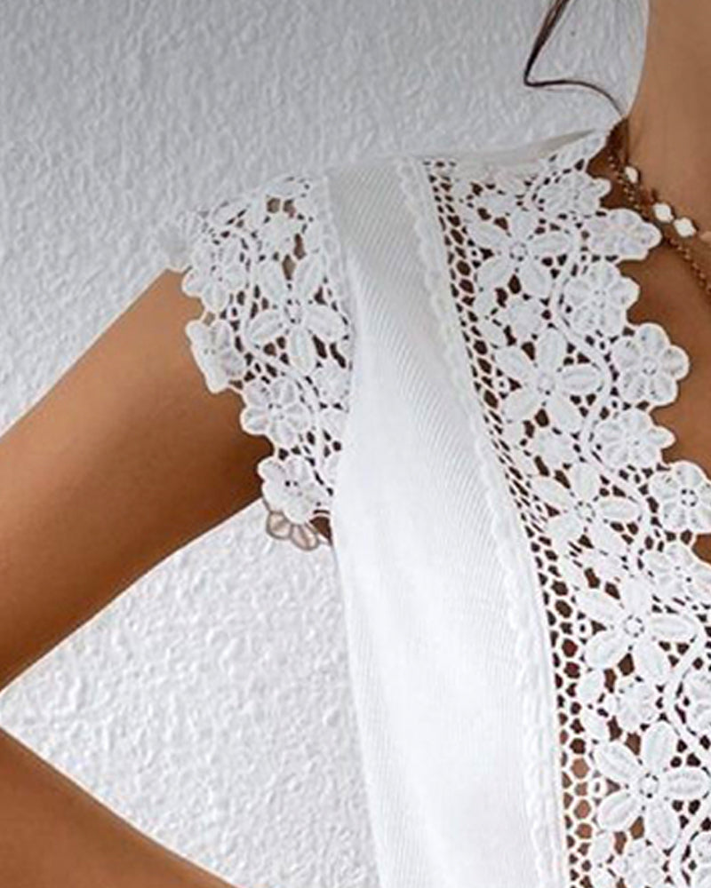 Bluse Spitze V Ausschnitt Angesetzt Durchbrochen