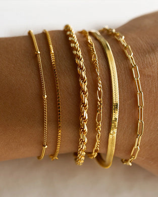 Modisches Schlankes Stapelbares Cuban‑Link‑Armband‑Set