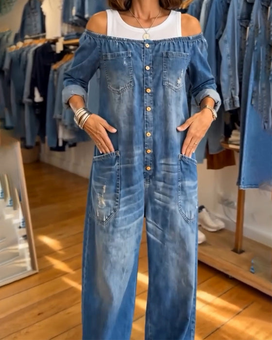 Jumpsuit Langarm Farbblock