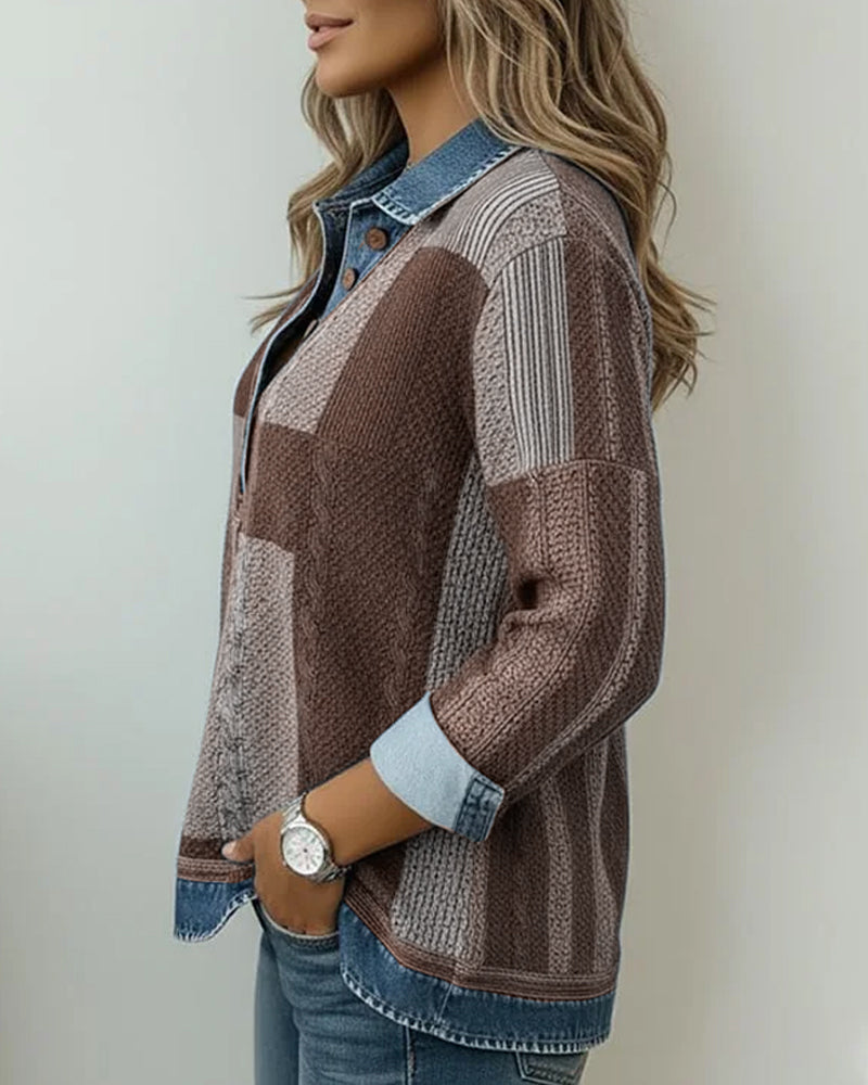 Sweatshirt mit langen Ärmeln und Colorblock-Print