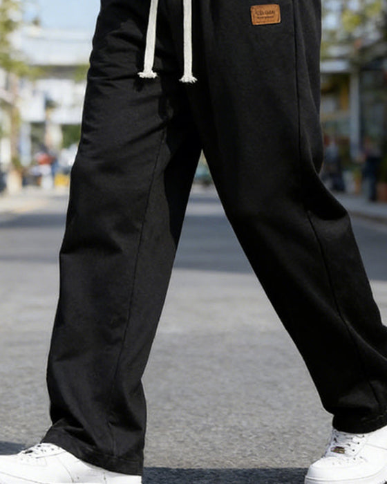 Herren Hose Lässig Kordelzug Gerades Bein
