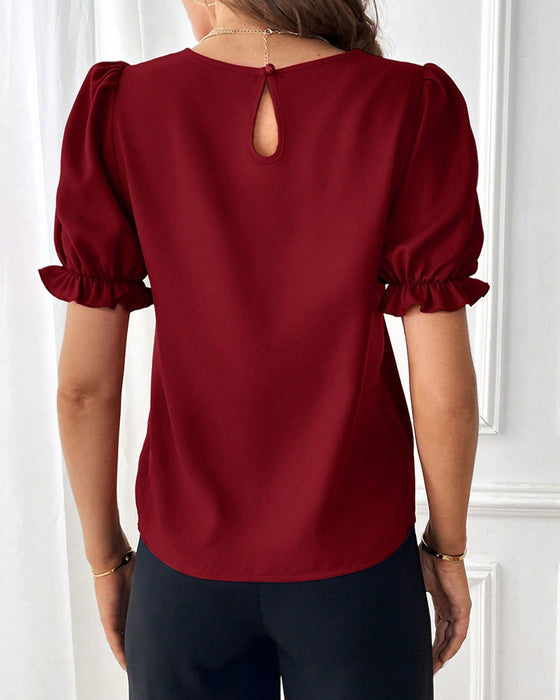 Bluse Einfarbig Rundhalsausschnitt