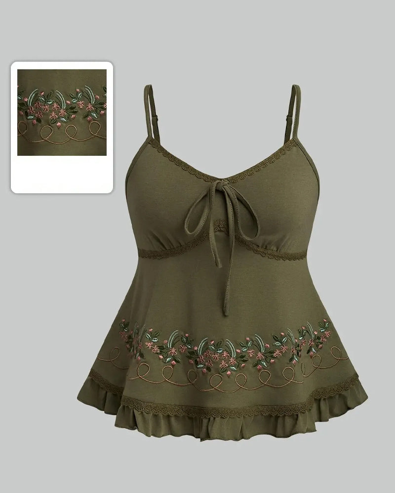 Oberteil Damen Blumen Bestickt