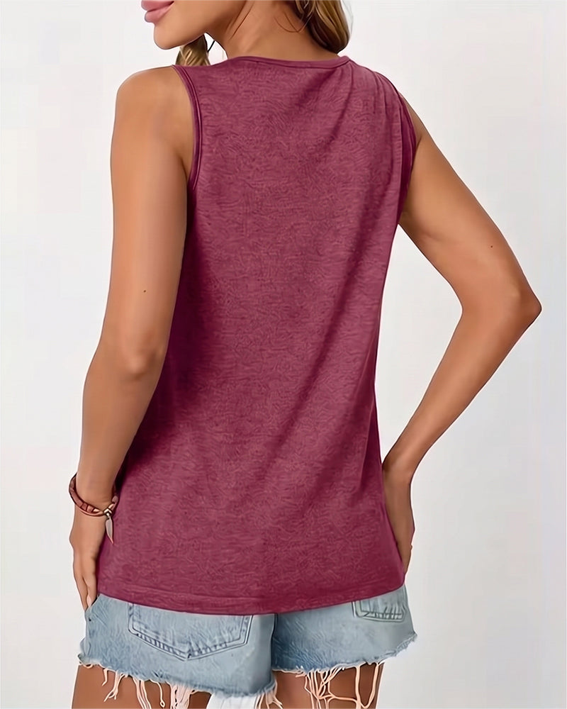 Tanktop Einfarbig U-Ausschnitt Plissiert