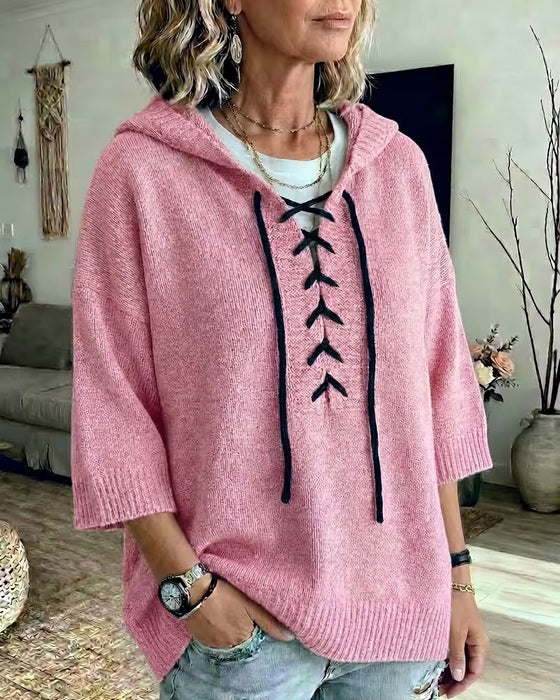 Pullover Bindung Kapuze Lässig