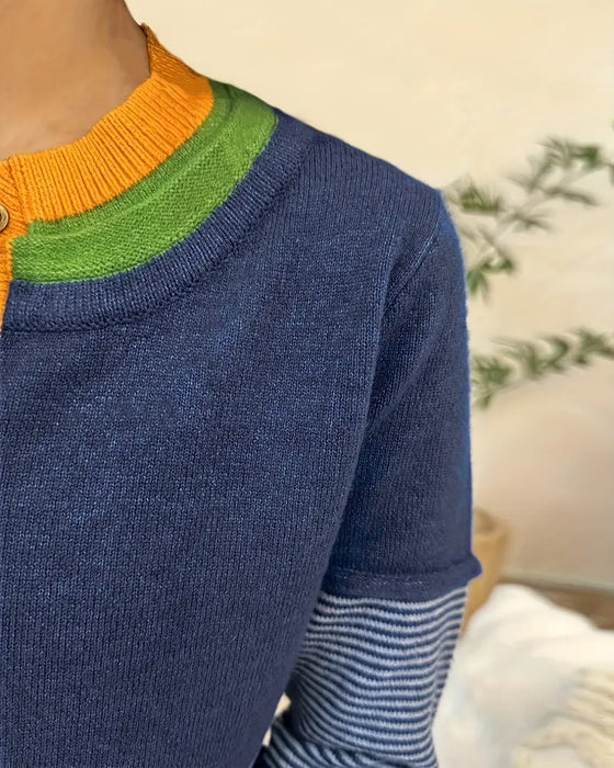 Pullover Gestreift Colorblock Langarm