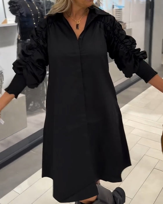 Kleid modisch Hemdkragen einfarbig