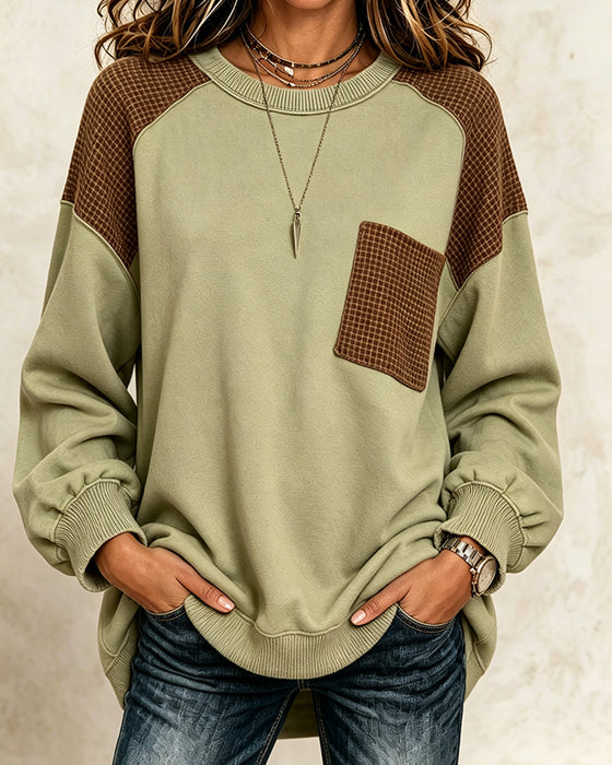 Sweatshirt Rundhals Kontrast Casual