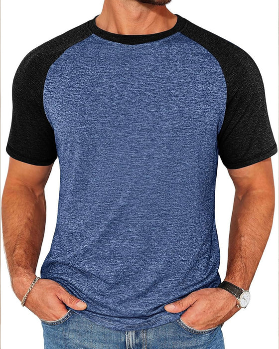T-Shirt Kontrast Rundhals Herren Tailliert