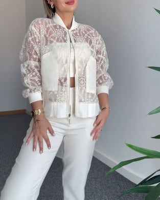 Mantel Hohlespitze Einfarbig