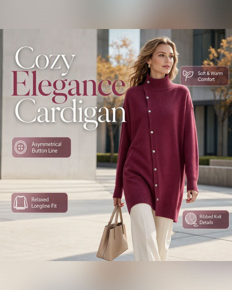 Strickjacke Turtleneck Einreihig Geknöpft